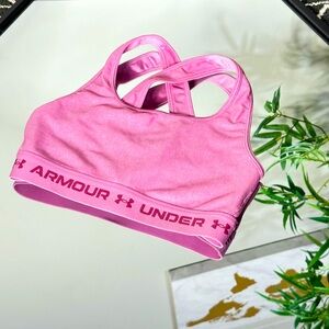 NWT Women's Under Armour Pink Medium Impact Crossback Sports Bra size S